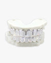 8 on 8 VVS Baguette Moissanite Diamond Grillz - White Gold