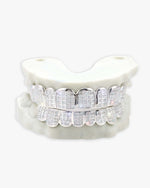 8 on 8 VVS Baguette Moissanite Diamond Grillz - White Gold
