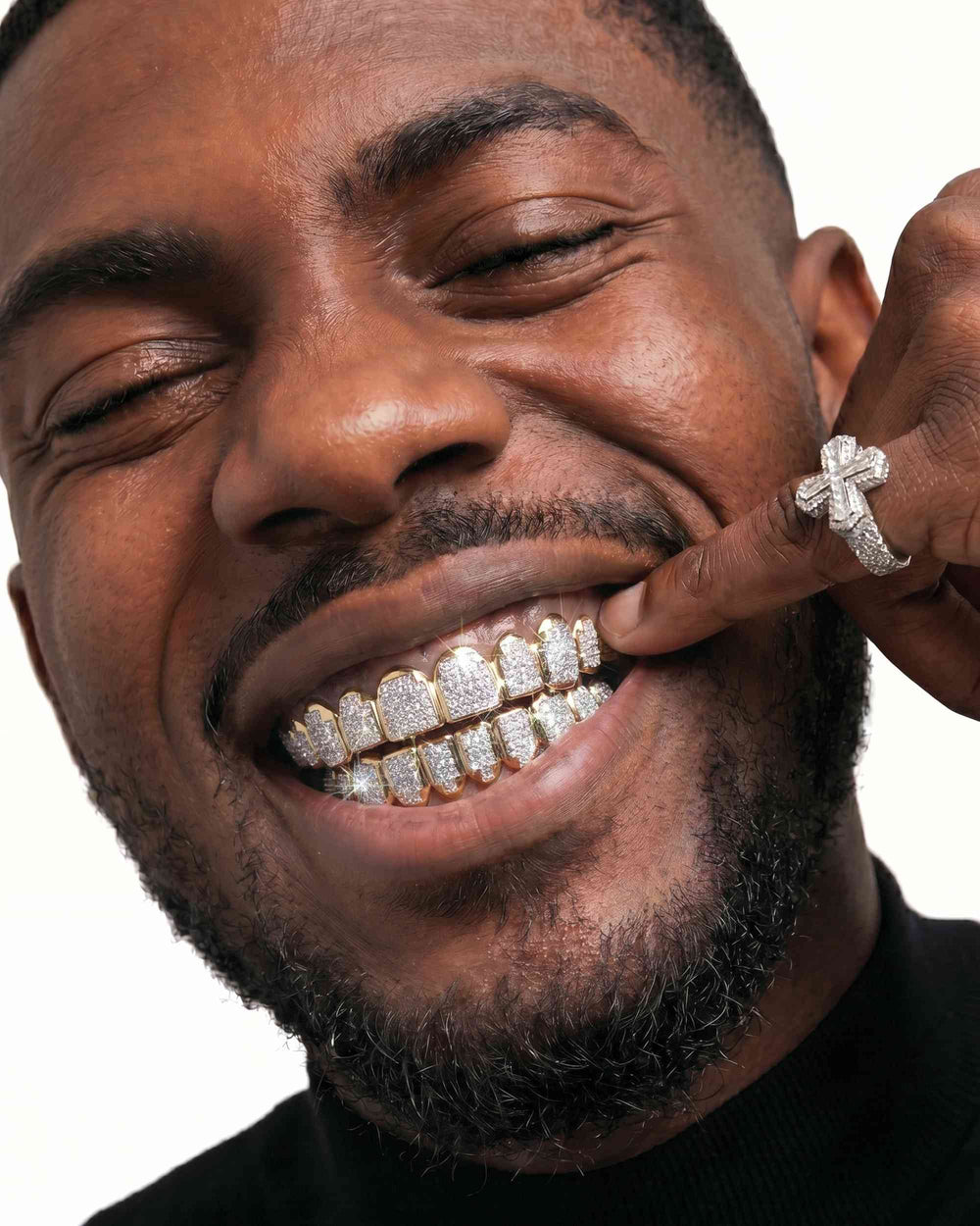8 on 8 VVS Baguette Moissanite Diamond Grillz - Yellow Gold