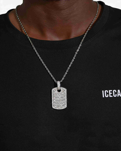 moissanite baguette dog tag pendant 14k gold icecartel model