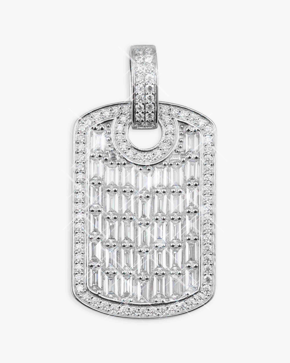 moissanite baguette dog tag pendant 14k gold main