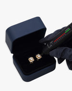 Moissanite Baguette Halo Stud Earrings 14K Gold - Yellow Gold