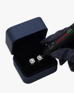 Moissanite Baguette Halo Stud Earrings 14K Gold - White Gold