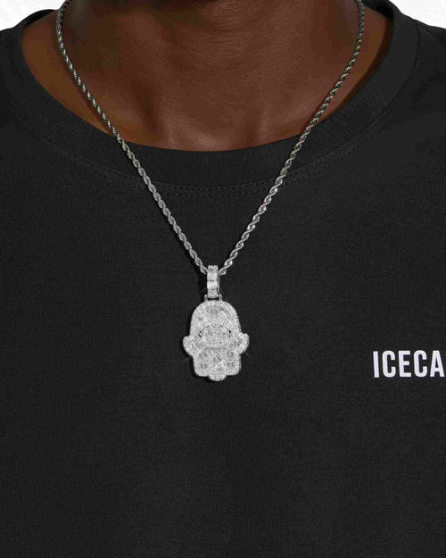 moissanite baguette hamsa hand pendant 14k white gold icecartel model
