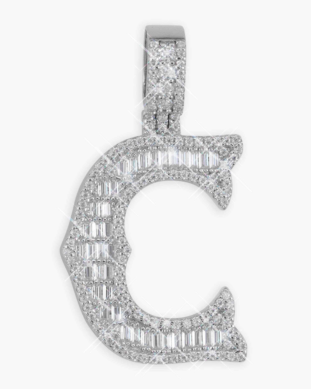 moissanite baguette letter c pendant icecartel main