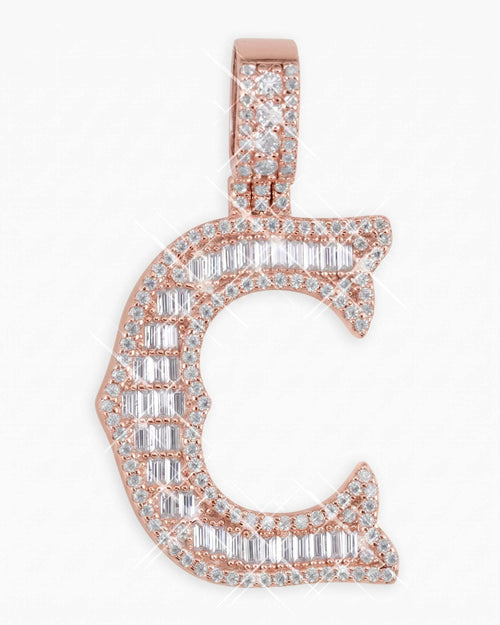 moissanite baguette letter c pendant icecartel rose main