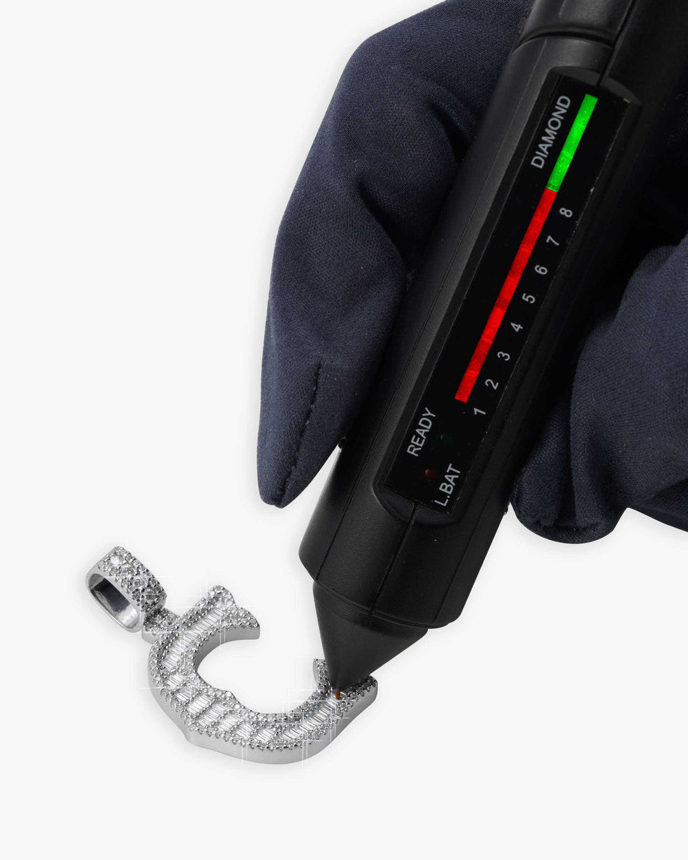 moissanite baguette letter c pendant icecartel test