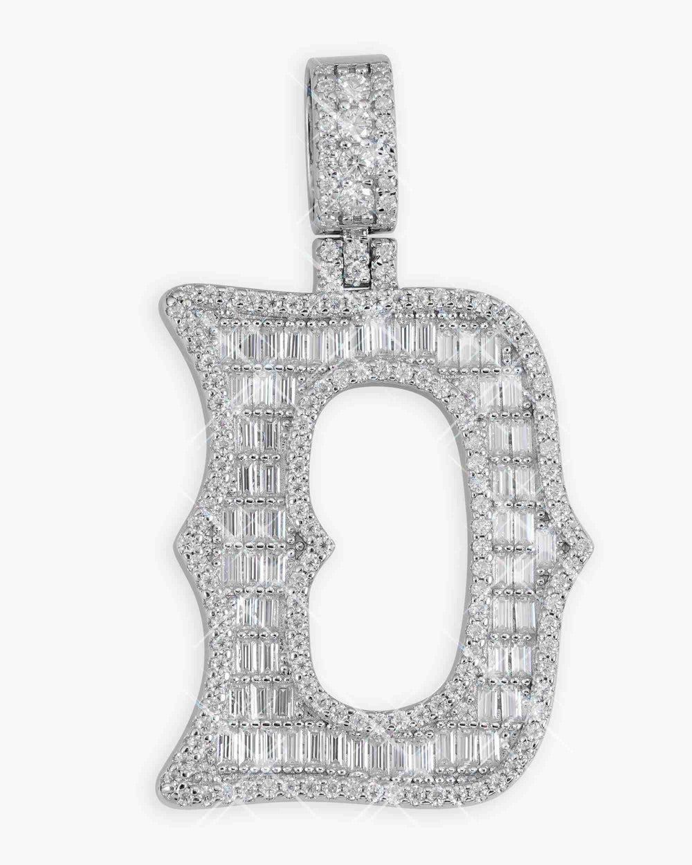 moissanite baguette letter d pendant icecartel main