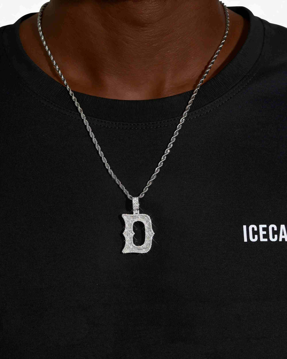 moissanite baguette letter d pendant icecartel model