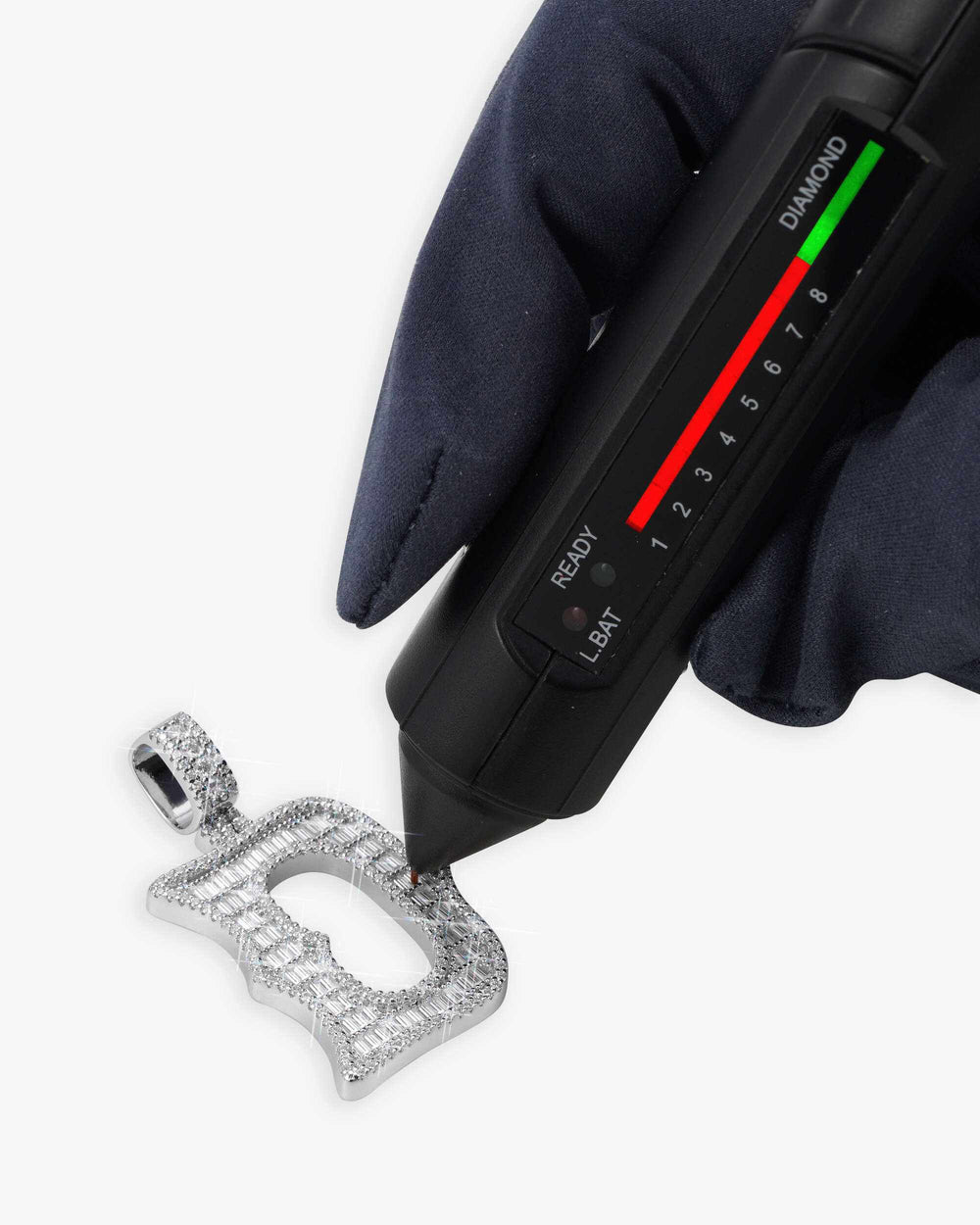 moissanite baguette letter d pendant icecartel test