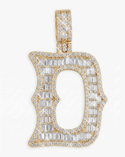 moissanite baguette letter d pendant icecartel yellow main