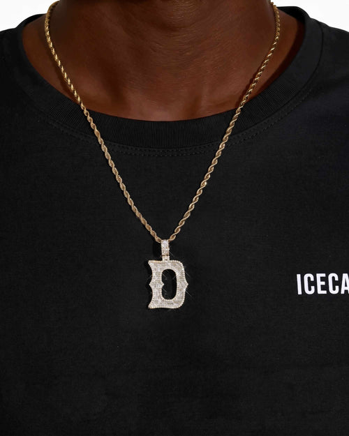 moissanite baguette letter d pendant icecartel yellow model