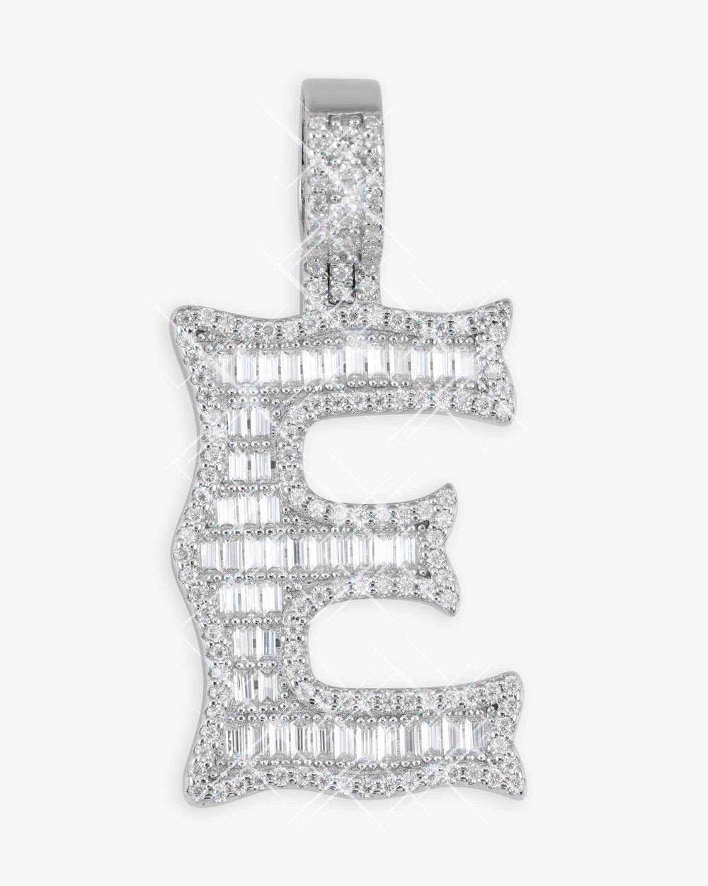 moissanite baguette letter e pendant icecartel main