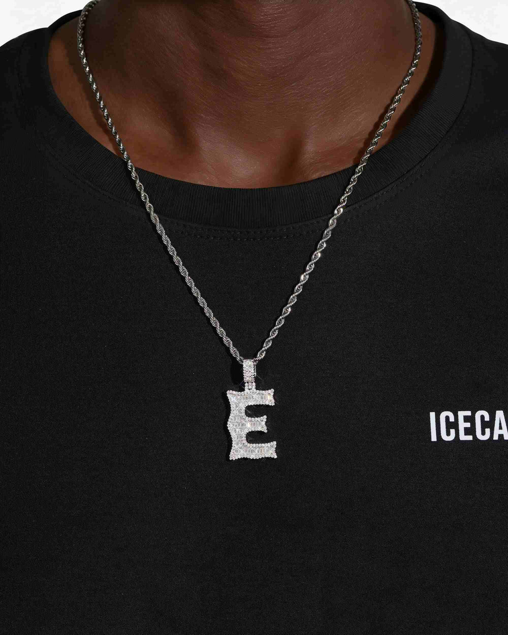 moissanite baguette letter e pendant icecartel model