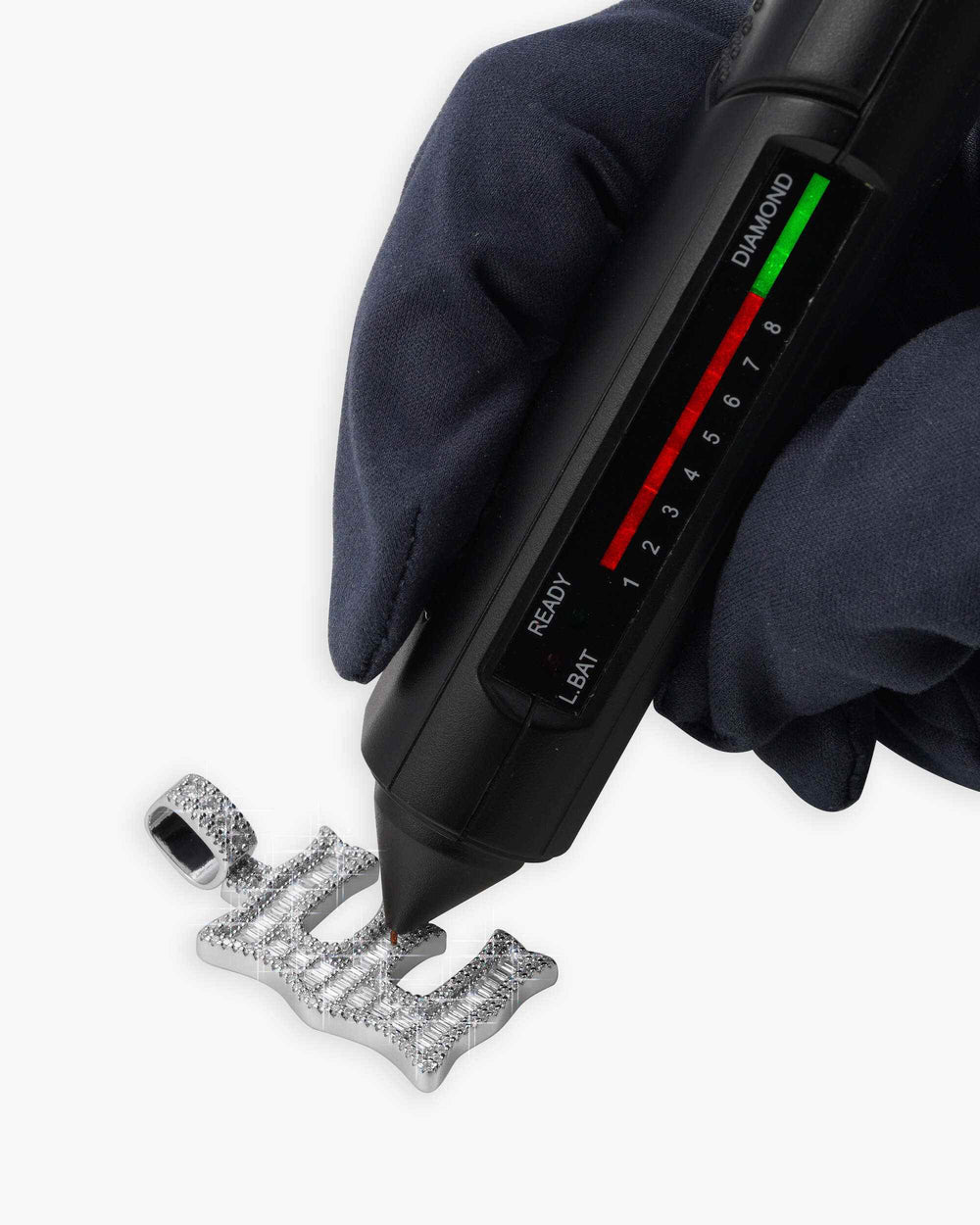 moissanite baguette letter e pendant icecartel test