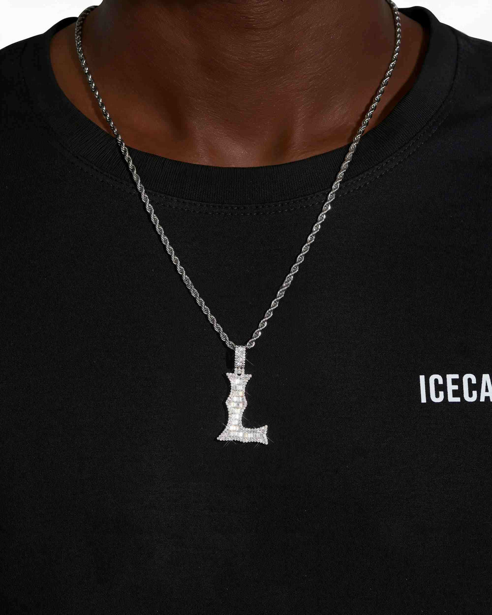moissanite baguette letter l pendant icecartel model