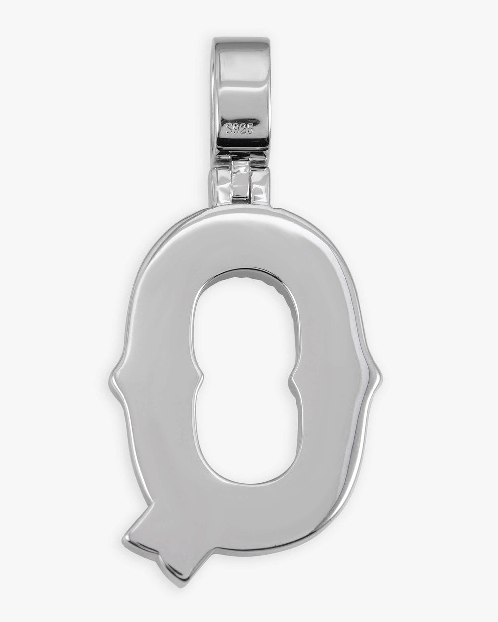 moissanite baguette letter q pendant icecartel back