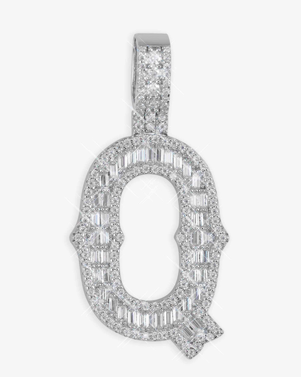 moissanite baguette letter q pendant icecartel main