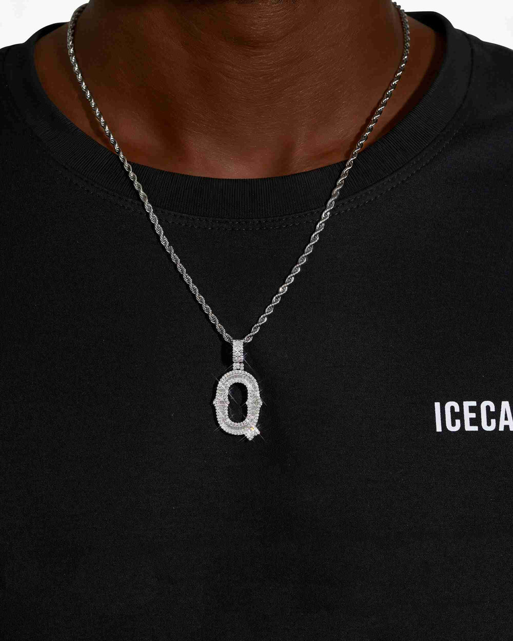moissanite baguette letter q pendant icecartel model