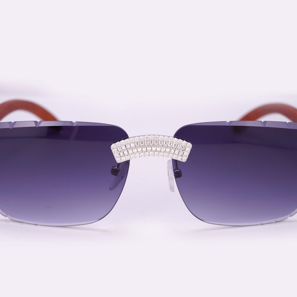 Moissanite Baguette Sunglasses 14k Gold front