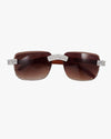 Moissanite Baguette Sunglasses 14K Gold - Brown