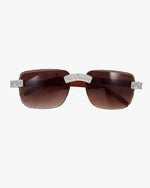 Moissanite Baguette Sunglasses 14K Gold - Brown
