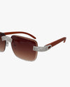 Moissanite Baguette Sunglasses 14K Gold - Brown