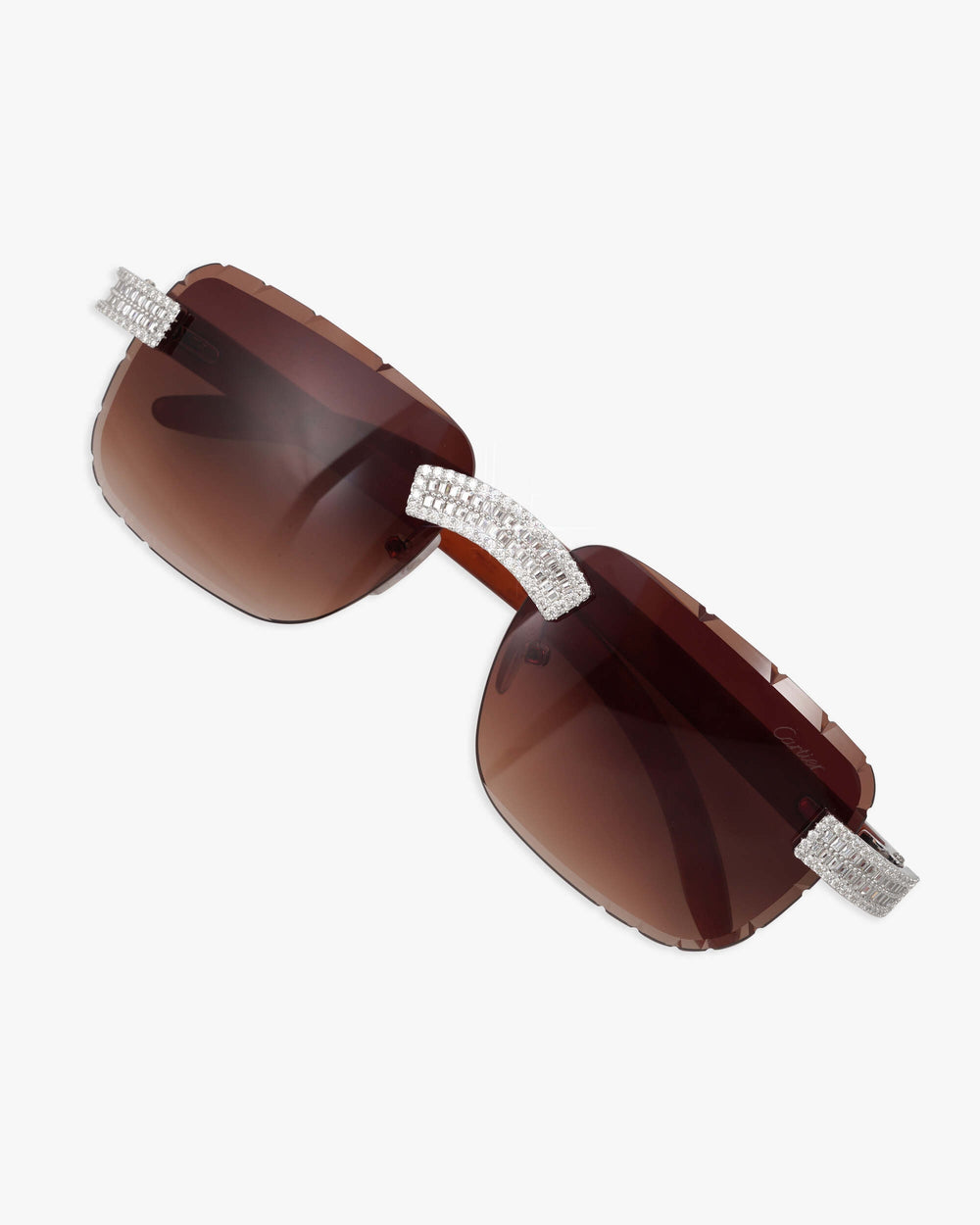 Moissanite Baguette Sunglasses 14K Gold - Brown