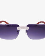 Moissanite Baguette Sunglasses 14K Gold - Blue
