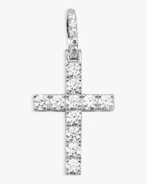 moissanite brilliant cut cross pendant 14k gold icecartel main