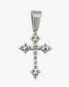 Moissanite Budded Cross Pendant 14K Gold - White Gold