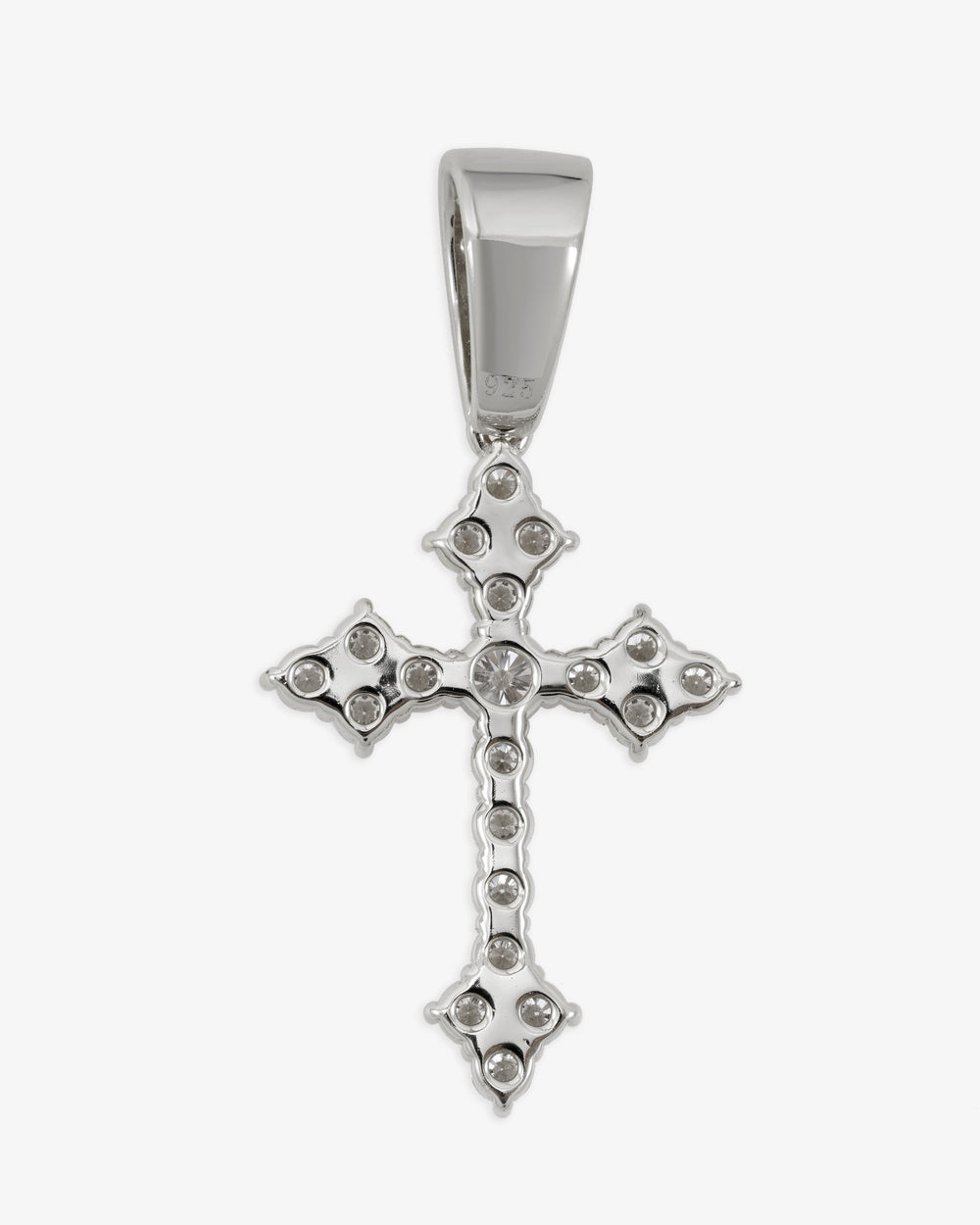 Moissanite Budded Cross Pendant 14K Gold - White Gold