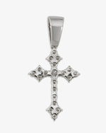 Moissanite Budded Cross Pendant 14K Gold - White Gold