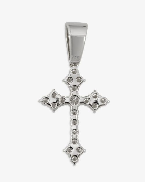 moissanite budded cross pendant 14k gold icecartel back