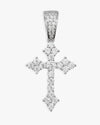 Moissanite Budded Cross Pendant 14K Gold - White Gold