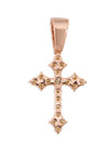 Moissanite Budded Cross Pendant 14K Gold - Rose Gold