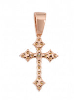 Moissanite Budded Cross Pendant 14K Gold - Rose Gold