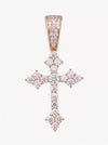 Moissanite Budded Cross Pendant 14K Gold - Rose Gold