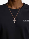 Moissanite Budded Cross Pendant 14K Gold - Rose Gold
