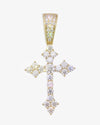 Moissanite Budded Cross Pendant 14K Gold - Yellow Gold