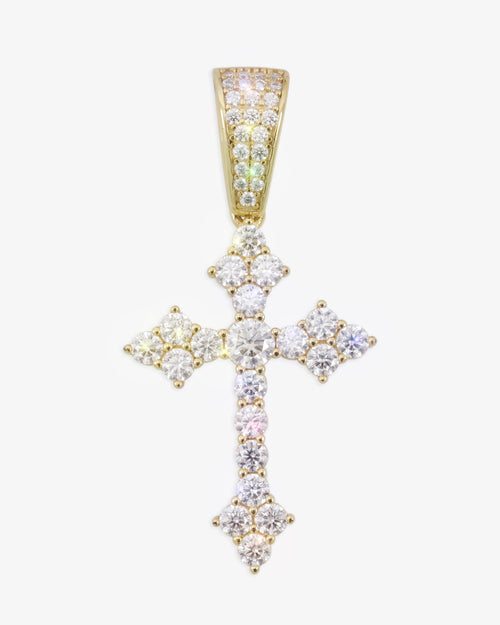 moissanite budded cross pendant 14k gold icecartel yellow main