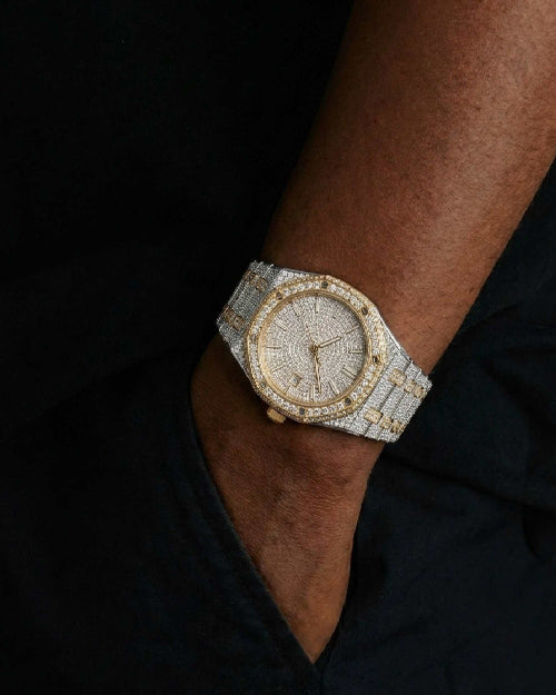 moissanite bust down watch 14k yellow gold white px