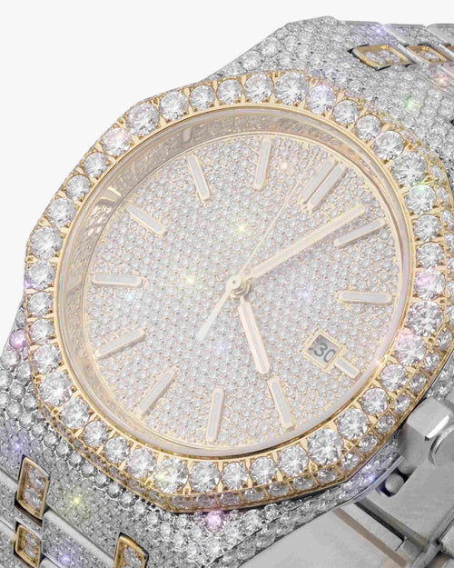 moissanite bust down watch 14k yellow gold white px new close
