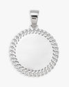 Moissanite Circle Cuban Photo Pendant - White Gold