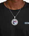 Moissanite Circle Cuban Photo Pendant - White Gold