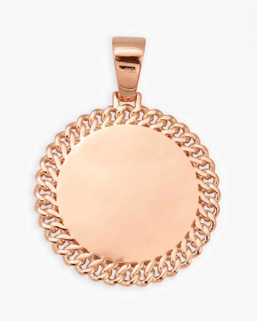 Moissanite Circle Cuban Photo Pendant - Rose Gold