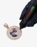 Moissanite Circle Cuban Photo Pendant - Rose Gold