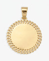 Moissanite Circle Cuban Photo Pendant - Yellow Gold