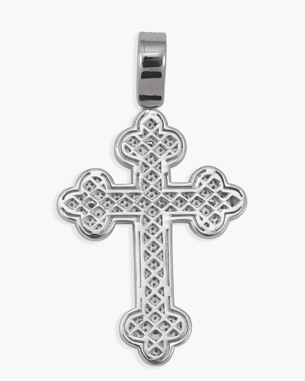 moissanite clover cross pendant 14k gold icecartel back