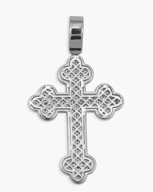 moissanite clover cross pendant 14k gold icecartel back